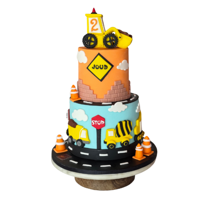 Construction theme cake