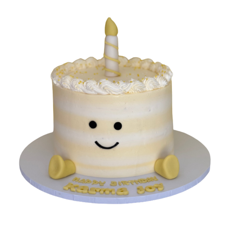 White & Yellow Striped Cake