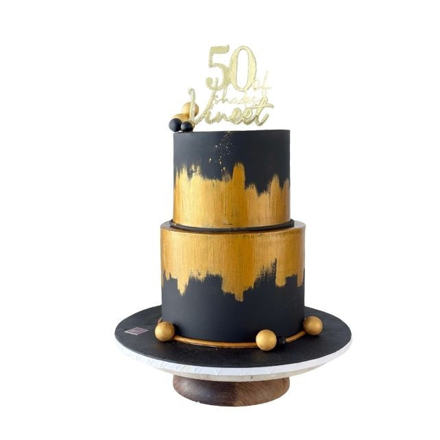 50th Balck and Gold Birthday Cake