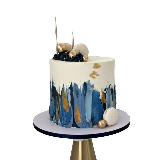 Blue & Gold Texture Cake