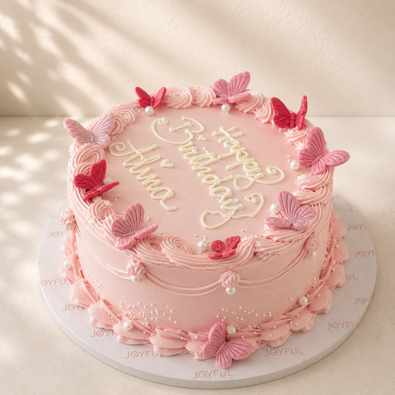 Vintage Butterfly Pink Cake