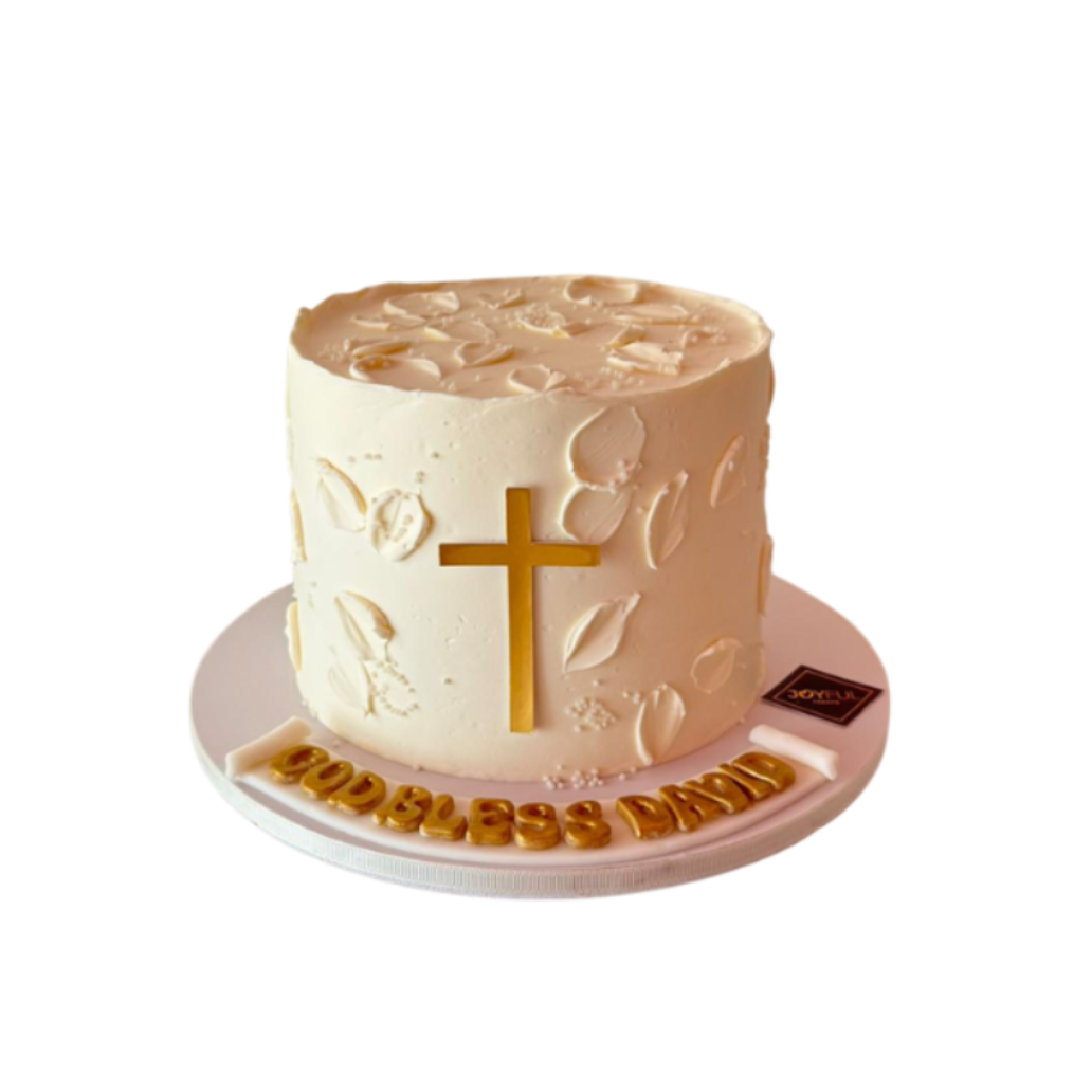 Christening White and Gold Cake