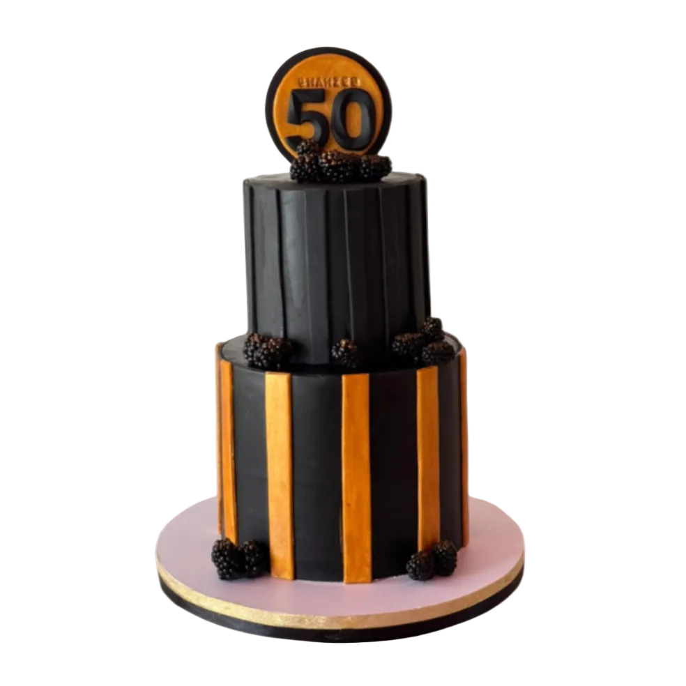 Black & Gold 50th Birthday Cake