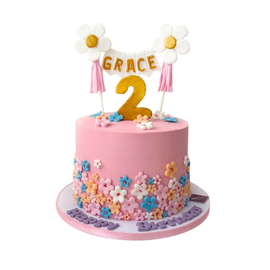Pink Floral Birthday Cake