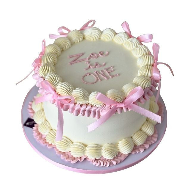Vintage white and pink cake