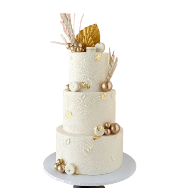 White and Gold Wedding Cake