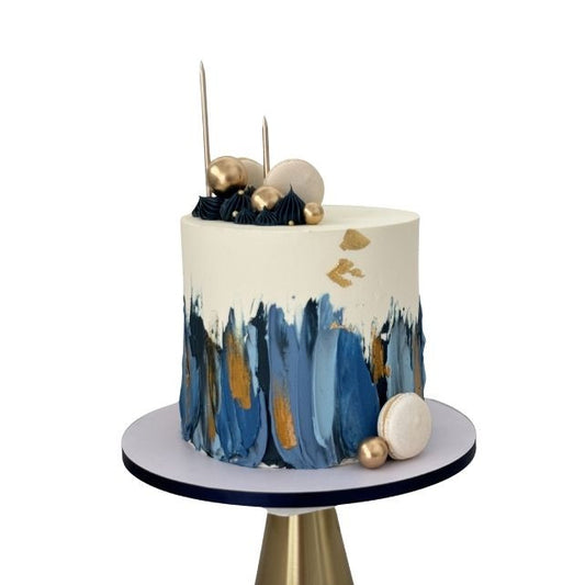Blue & Gold Texture Cake