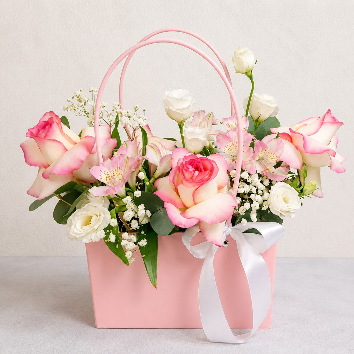 Roses In Cute Pink Bag