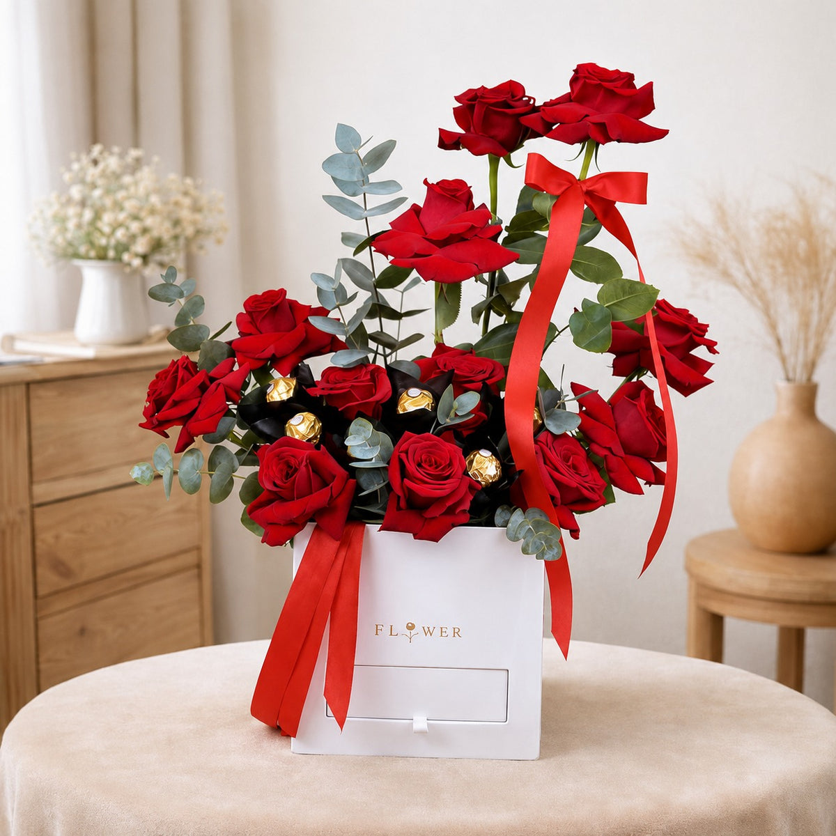 Red Roses & ferrero surprise box