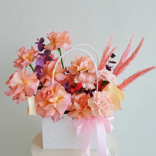 Peach Pink Floral Bag