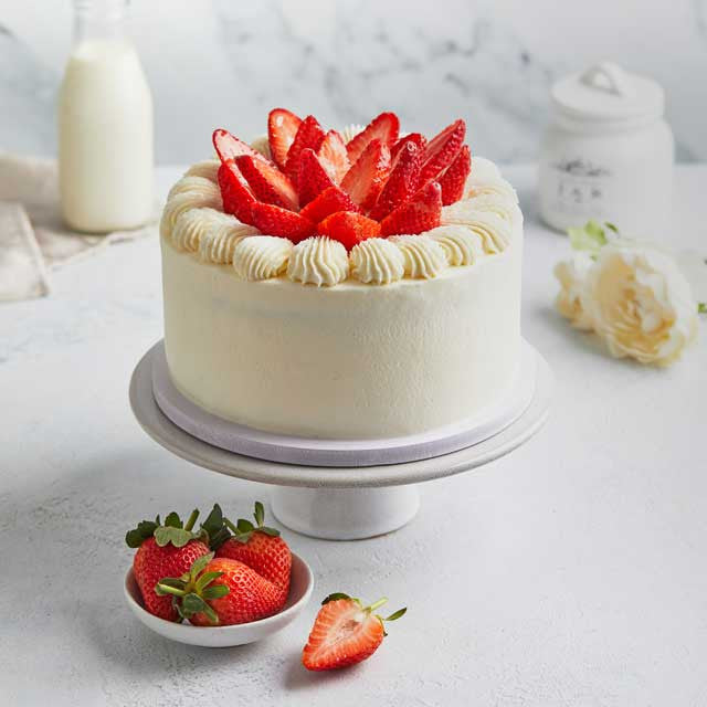 Strawberry fresh cream cake made fresh in small batches — premium cake delivery Dubai | Joyful Treats