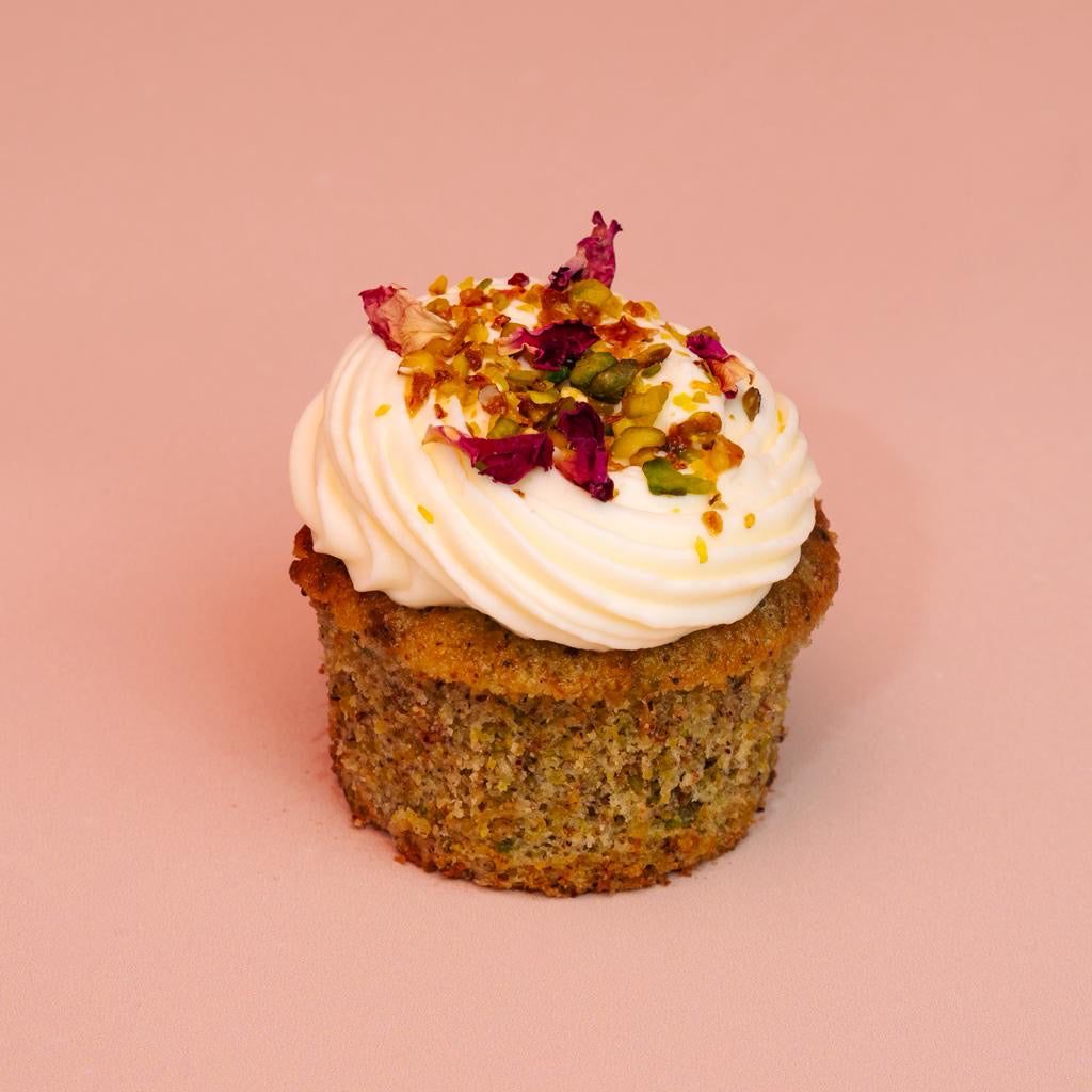 Pistachio raspberry cupcake