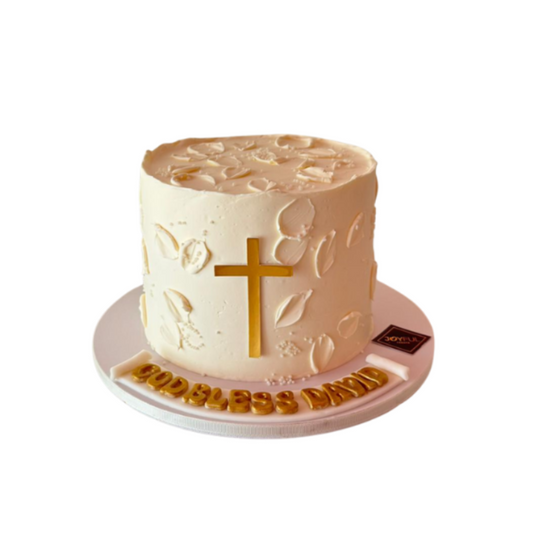 Christening White and Gold Cake